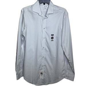 Calvin Klein Steel Men's Slim-Fit Stretch Dress Shirt, blue multi 15 32-33 $85